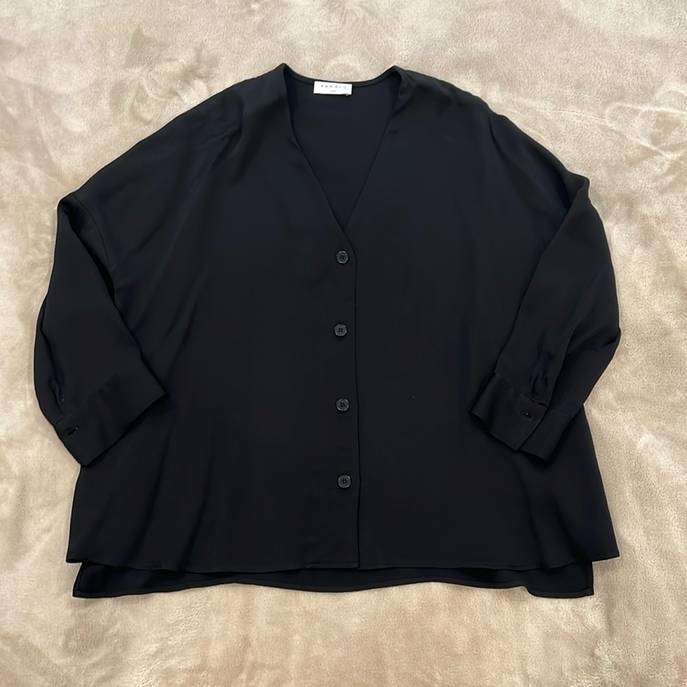Sandro Button Down Blouse with Mid-Length Sleeves